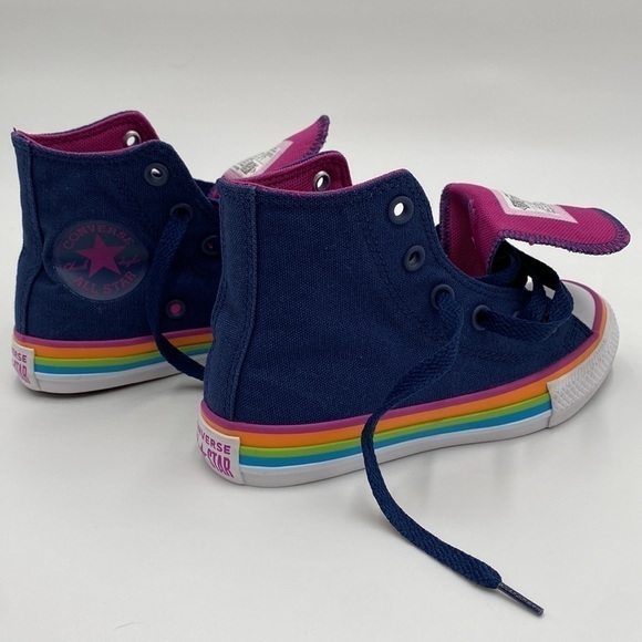 RARE FIND Converse All Star Pride Stripes Platform High Tops size 11 - Picture 2 of 7